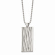 Stainless Steel Polished Wave Design Dog Tag Necklace