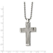 Stainless Steel Polished Wave Design Cross Necklace