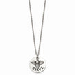 Stainless Steel Polished and Enameled Bumble Bee BRAVE 22in Necklace