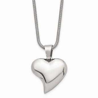 Stainless Steel Heart Pendant 18in Necklace