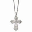 Stainless Steel Polished with Crystal 24 inch Cross Necklace