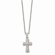 Stainless Steel Polished and Textured 22 inch Cross Necklace