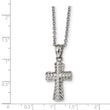 Stainless Steel Polished and Textured 22 inch Cross Necklace