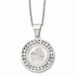 Stainless Steel Polished and Laser Cut with CZ Angel 22 inch Necklace
