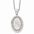 Stainless Steel Polished and Laser Cut w/CZ Mary 22 inch Necklace
