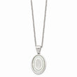 Stainless Steel Polished Mother of Pearl Laser cut Mary 22 inch Necklace