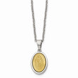 Stainless Steel Polished Yellow IP-plated Laser Cut Mary 22 inch Necklace