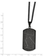 Stainless Steel Polished Black IP-plated Diamond-cut Dog Tag Necklace