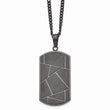 Stainless Steel Polished Black IP-plated Diamond-cut Dog Tag Necklace