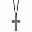 Stainless Steel Polished Black IP-plated Laser cut 24in Cross Necklace