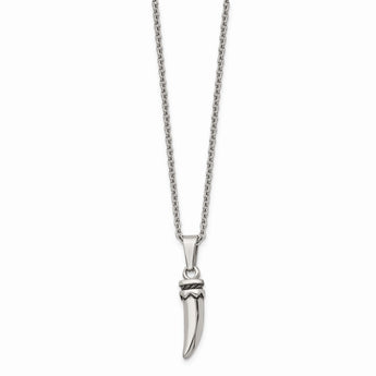 Stainless Steel Antiqued and Polished 22 inch Horn Necklace