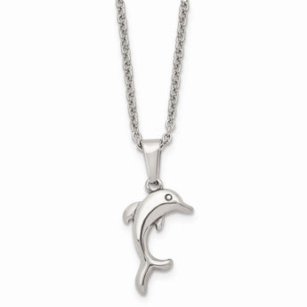 Stainless Steel Polished 22 inch Dolphin Necklace