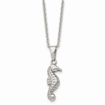 Stainless Steel Polished 22 inch Seahorse Necklace