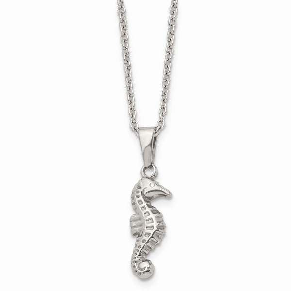 Stainless Steel Polished 22 inch Seahorse Necklace