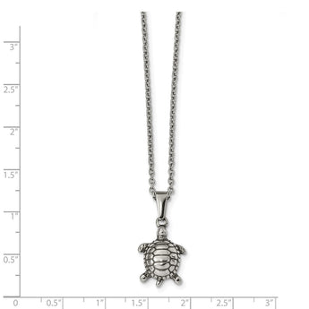 Stainless Steel Polished 22 inch Turtle Necklace