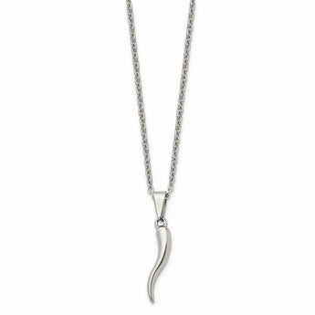 Stainless Steel Polished 22 inch Italian Horn Necklace