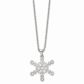 Stainless Steel Polished and Laser cut Snowflake Necklace