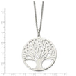 Stainless Steel Polished Tree of Life Cut-out Large Circle Necklace