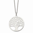 Stainless Steel Polished Tree of Life Cut-out Large Circle Necklace
