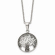 Stainless Steel Polished and Antiqued Tree of Life 20in Necklace