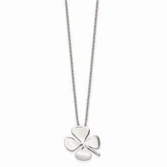 Stainless Steel Polished Four Leaf Clover 18in. Necklace