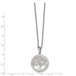 Stainless Steel Polished w/Preciosa Crystal Tree of Life w/2in ext. Necklac