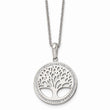 Stainless Steel Polished w/Preciosa Crystal Tree of Life w/2in ext. Necklac