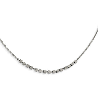 Stainless Steel Polished Beaded 18inch with 2 inch ext. Necklace