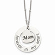 Stainless Steel Polished MOM FOREVER IN MY HEART 30 inch Necklace