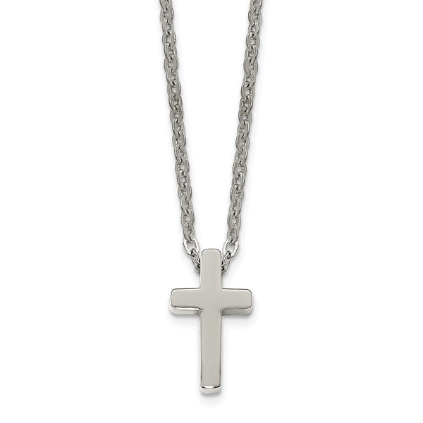 Stainless Steel Polished Cross 16inch Necklace