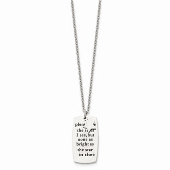 Stainless Steel Antiqued and Polished Star w/Poem 18in Necklace