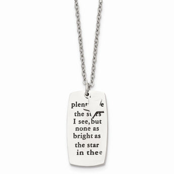 Stainless Steel Antiqued and Polished Star w/Poem 18in Necklace