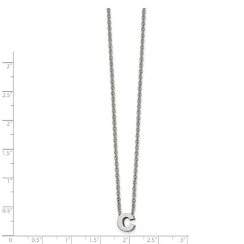 Stainless Steel Polished letter C w/ 2in ext. 18in Necklace