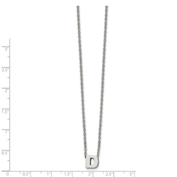 Stainless Steel Polished letter D w/ 2in ext. 18inNecklace