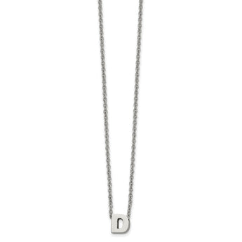 Stainless Steel Polished letter D w/ 2in ext. 18inNecklace