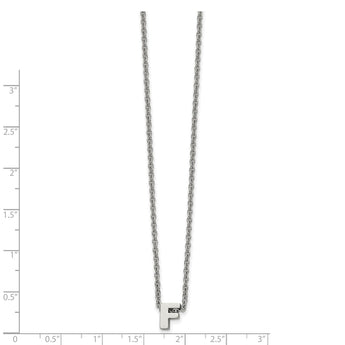 Stainless Steel Polished letter F w/ 2in ext. 18in Necklace