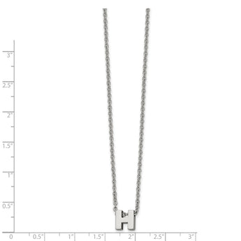 Stainless Steel Polished letter H w/ 2in ext. 18in Necklace