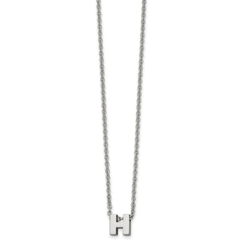 Stainless Steel Polished letter H w/ 2in ext. 18in Necklace