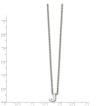 Stainless Steel Polished letter J w/ 2in ext. 18in Necklace