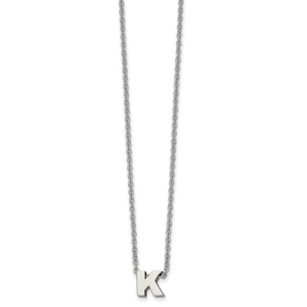 Stainless Steel Polished letter K w/ 2in ext. 18in Necklace