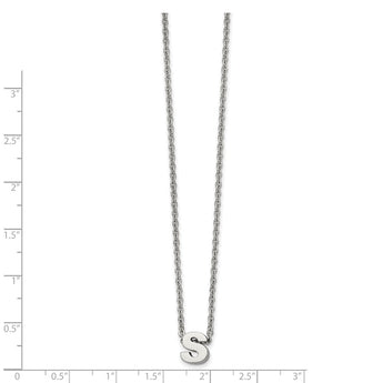 Stainless Steel Polished letter S w/ 2in ext. 18in Necklace