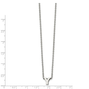 Stainless Steel Polished letter Y w/ 2in ext. 18in Necklace