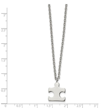 Stainless Steel Polished Puzzle Piece 18 inch Necklace