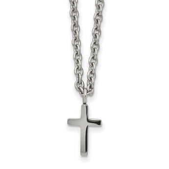 Stainless Steel Polished 11mm Cross 18 inch Necklace