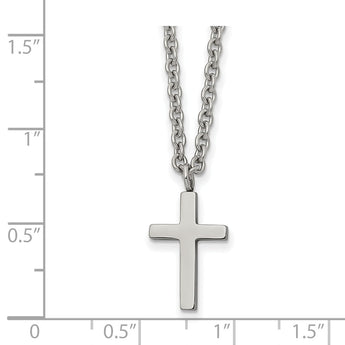 Stainless Steel Polished 16mm Cross 18 inch Necklace