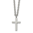 Stainless Steel Polished 16mm Cross 18 inch Necklace