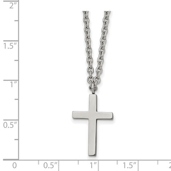 Stainless Steel Polished 20mm Cross 18 inch Necklace