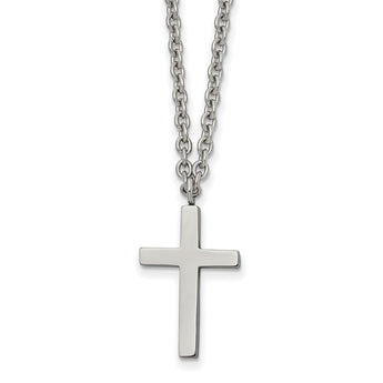 Stainless Steel Polished 20mm Cross 18 inch Necklace