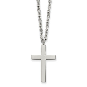 Stainless Steel Polished Cross 18 inch Necklace