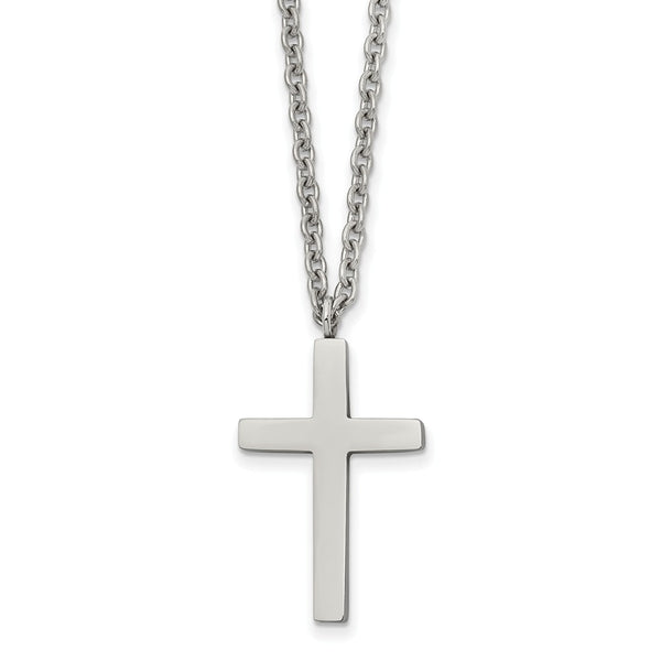 Stainless Steel Polished Cross 18 inch Necklace